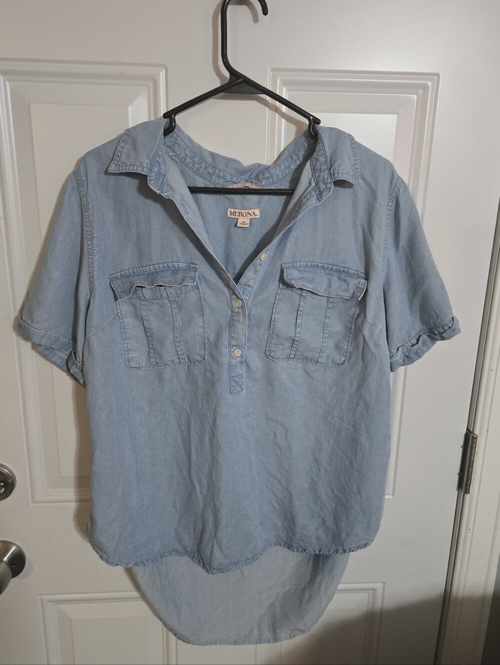 Merona Light Blue Short-Sleeve Denim Shirt